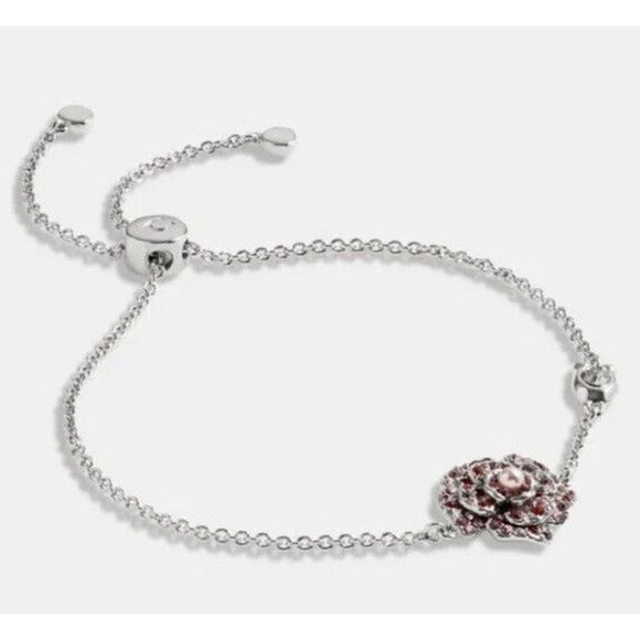 Coach Signature CG069 Tea Rose Slider Bracelet Pink Silver - Picture 8 of 9
